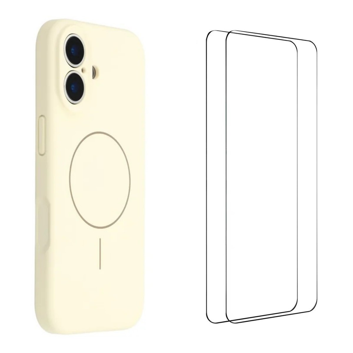 For iPhone 17 Case with 2pcs Screen Films WANLONFENG XQ1 Series TPU Liquid Silicone Precise Cutout Phone Cover Compatible with MagSafe - White