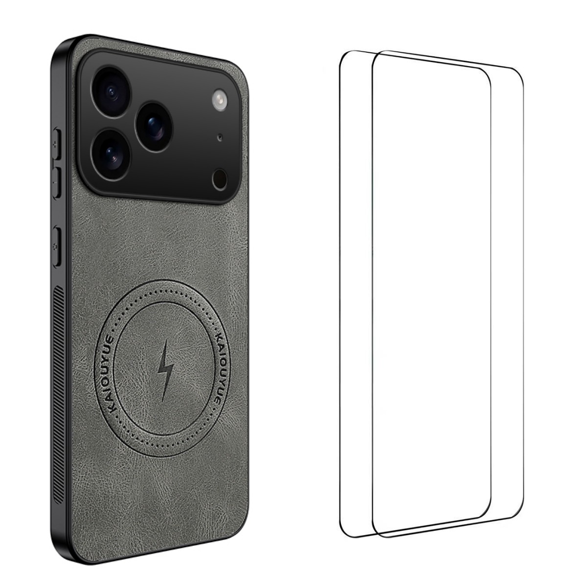 For iPhone 17 Pro Max Magnetic Case WANLONFENG SD Series PC TPU Phone Cover with 2Pcs Screen Film - Grey