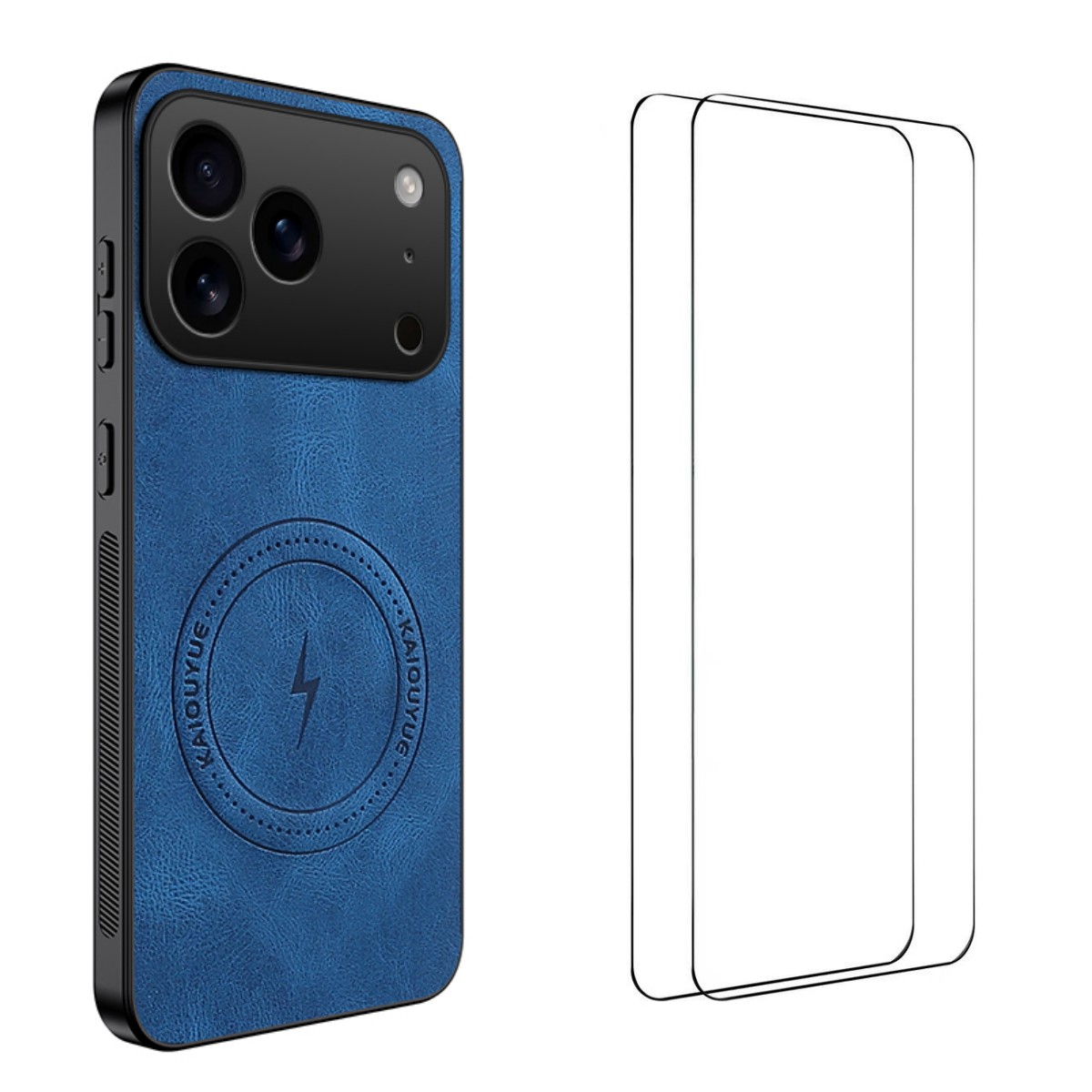 For iPhone 17 Pro Max Magnetic Case WANLONFENG SD Series PC TPU Phone Cover with 2Pcs Screen Film - Blue