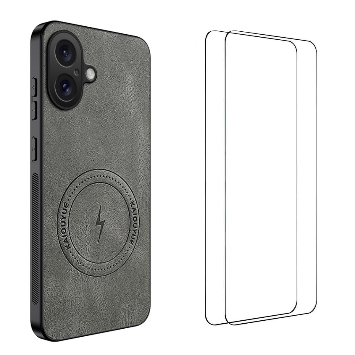 For iPhone 17 Magnetic Case WANLONFENG SD Series PC TPU Phone Cover with 2Pcs Screen Film - Grey