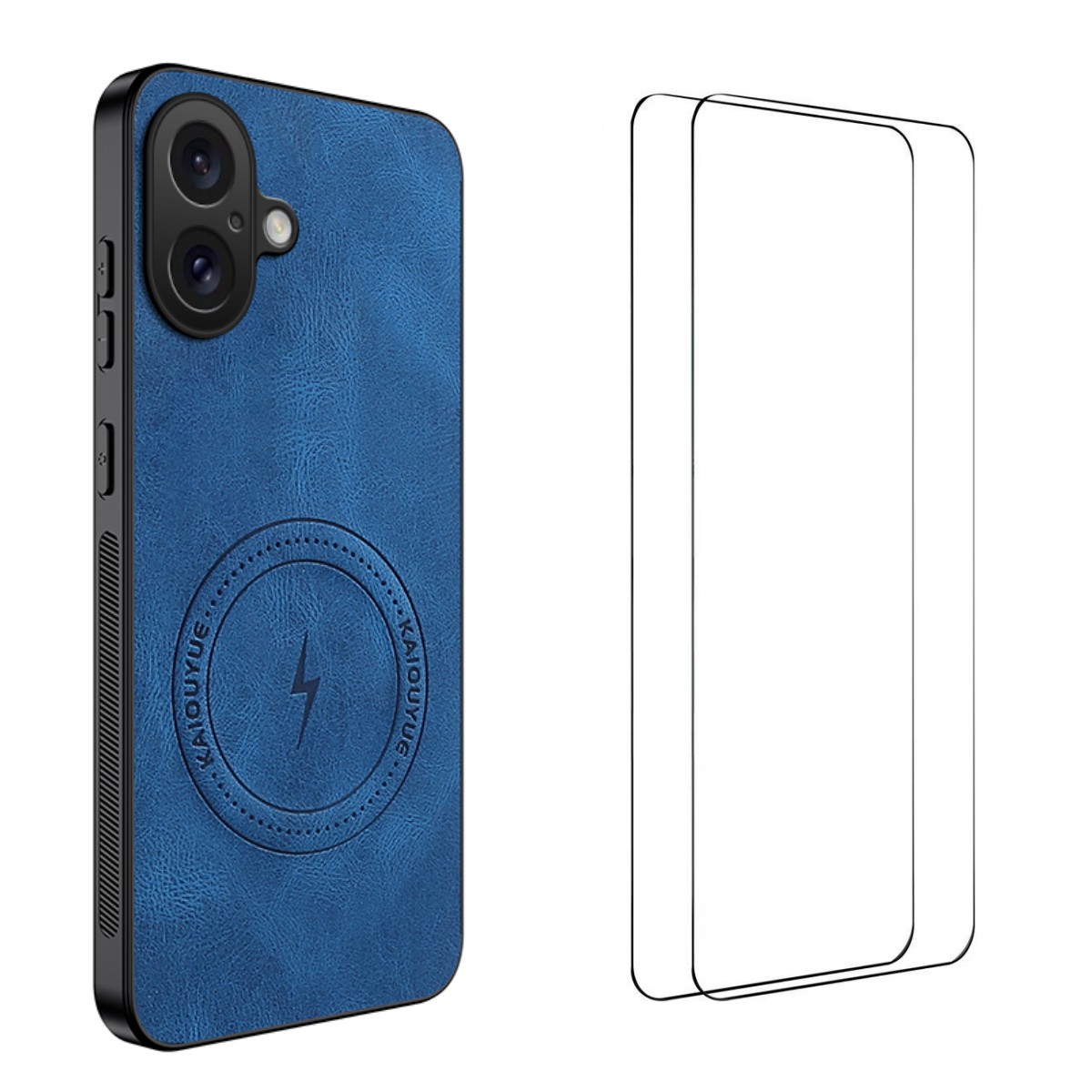 For iPhone 17 Magnetic Case WANLONFENG SD Series PC TPU Phone Cover with 2Pcs Screen Film - Blue