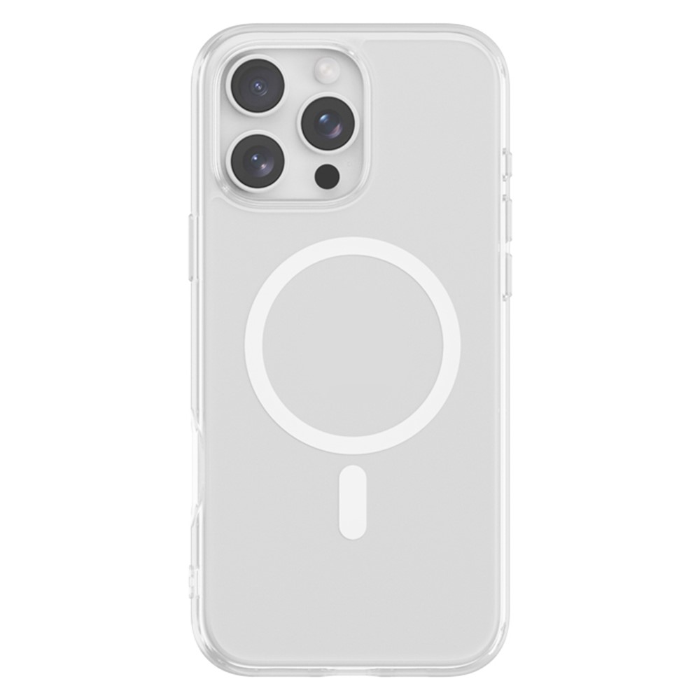For iPhone 16 Pro Max Magnetic Case High Transparency PC + TPU Phone Back Cover - Transparent White