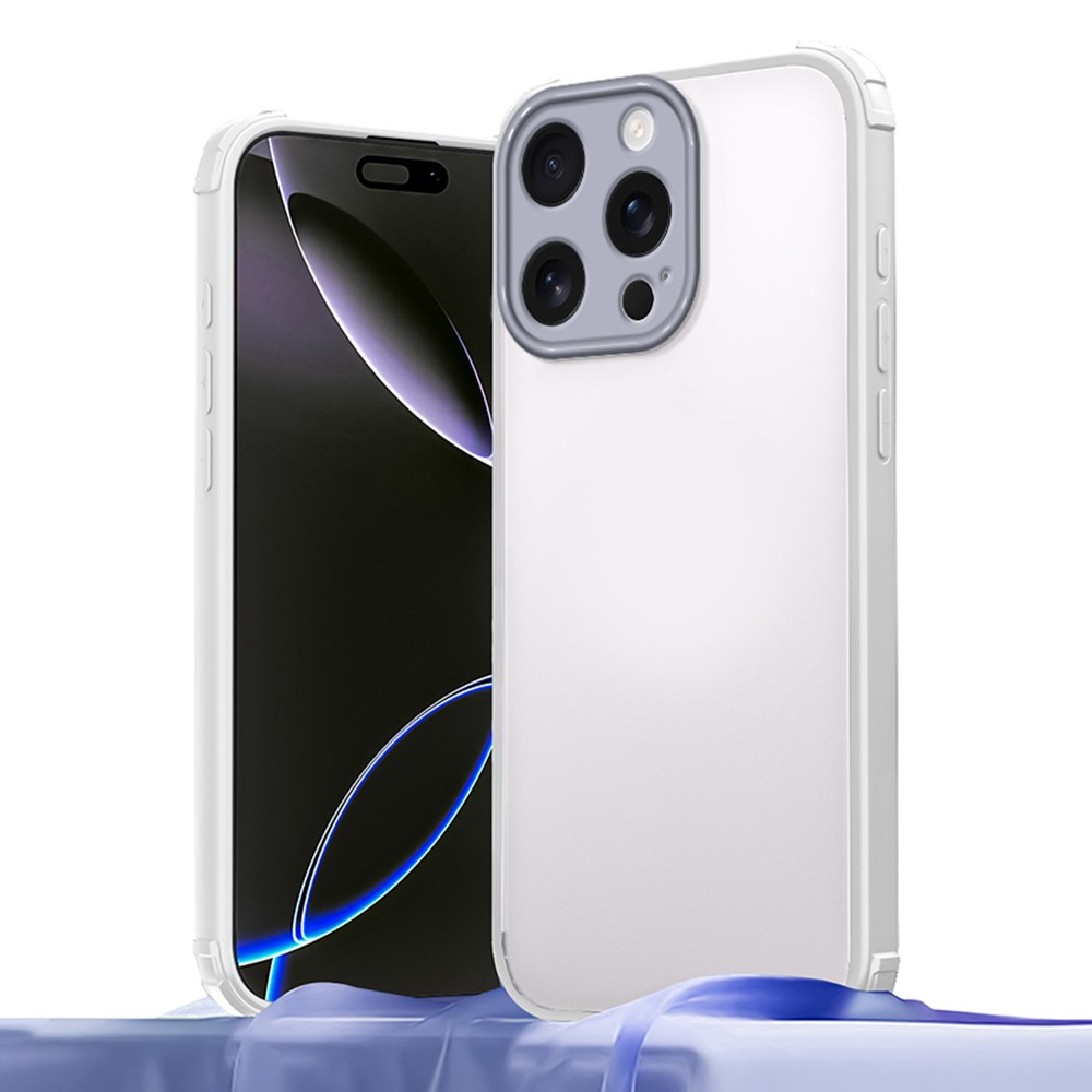 For iPhone 16 Pro Max Case Reinforced Corner Shockproof TPU + Acrylic Phone Cover - White