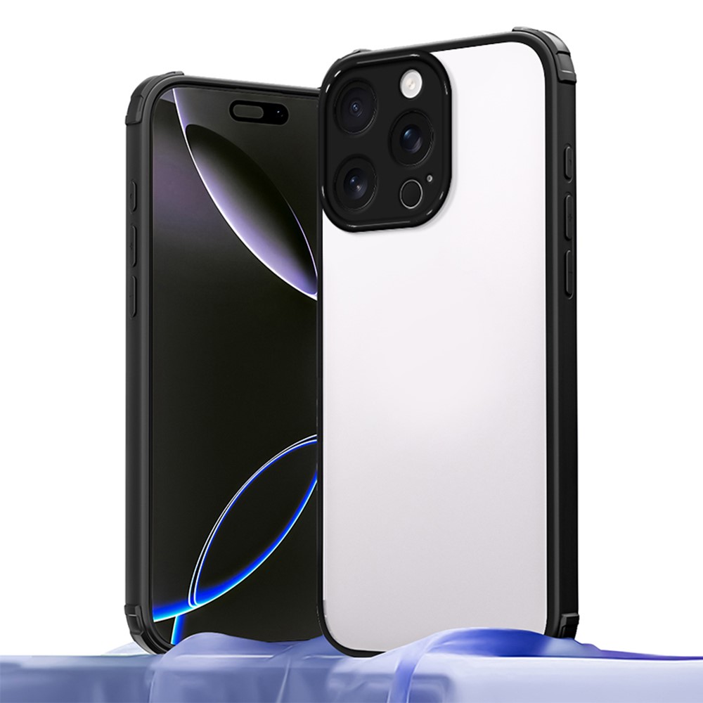 For iPhone 16 Pro Case Reinforced Corner Shockproof TPU + Acrylic Phone Cover - Black