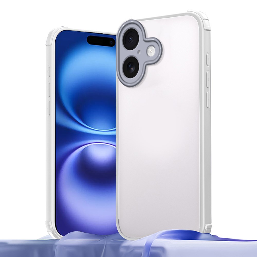 For iPhone 16 Case Reinforced Corner Shockproof TPU + Acrylic Phone Cover - White