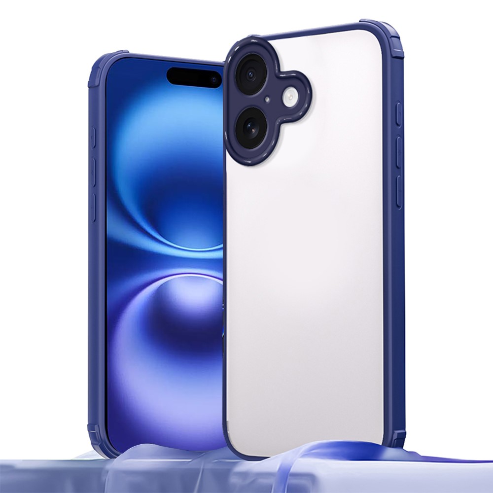 For iPhone 16 Case Reinforced Corner Shockproof TPU + Acrylic Phone Cover - Blue
