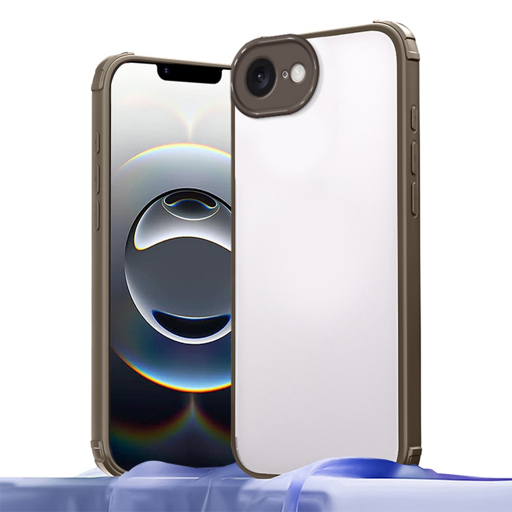 For iPhone 16e Case Reinforced Corner Shockproof TPU + Acrylic Phone Cover - Brown