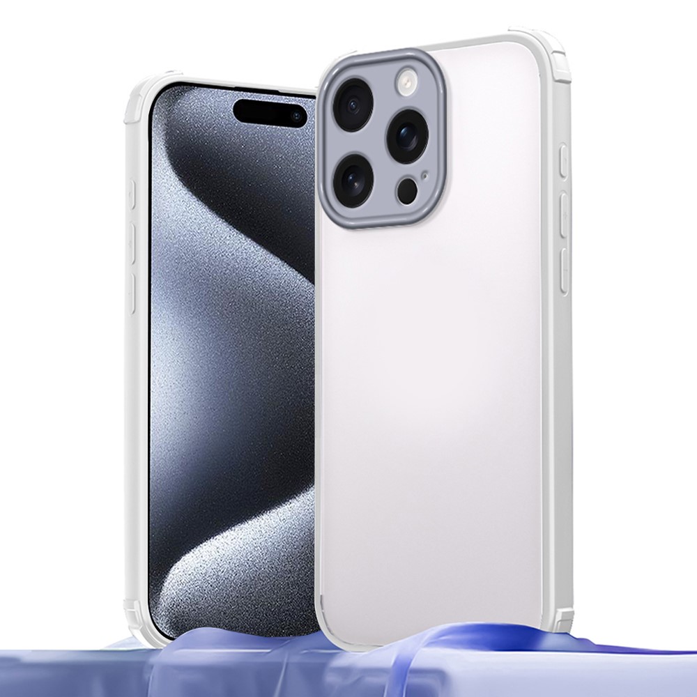 For iPhone 15 Pro Max Case Reinforced Corner Shockproof TPU + Acrylic Phone Cover - White