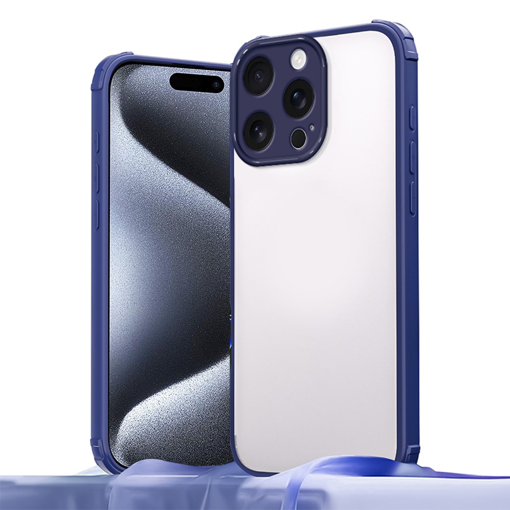 For iPhone 15 Pro Max Case Reinforced Corner Shockproof TPU + Acrylic Phone Cover - Blue