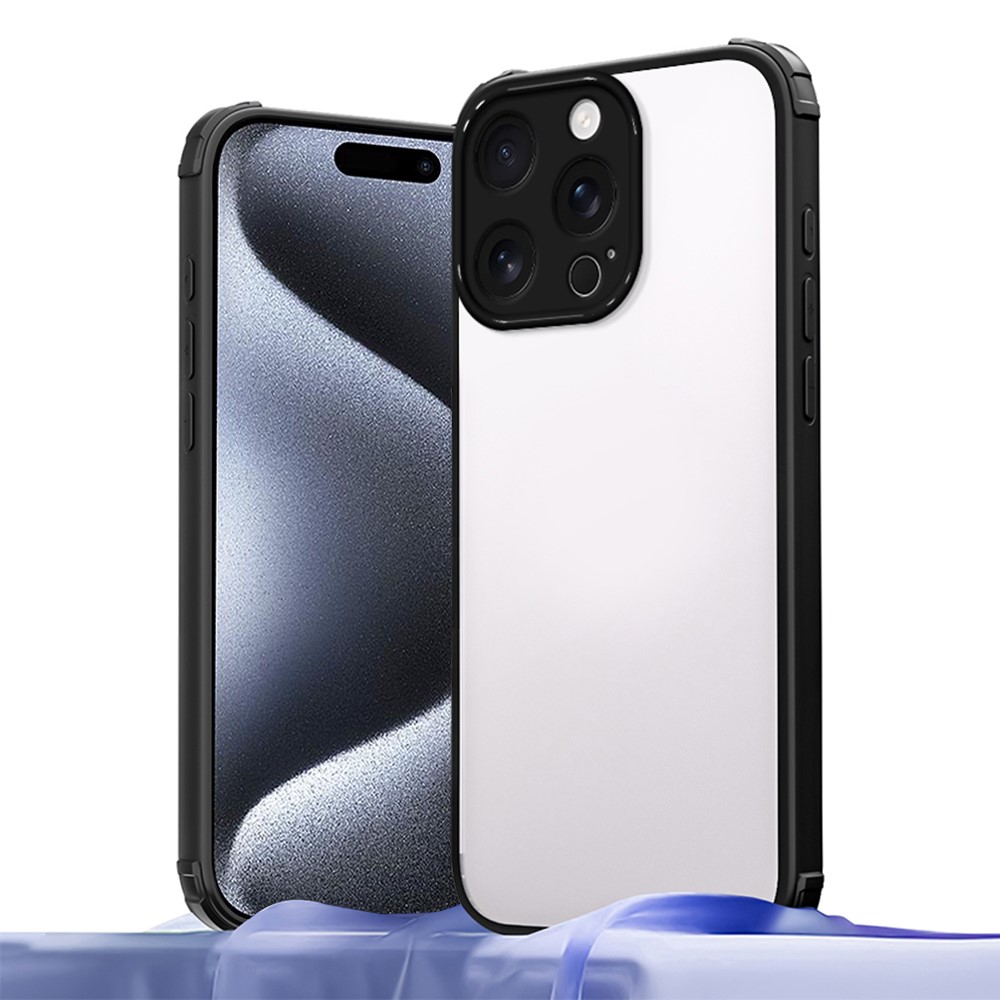 For iPhone 15 Pro Case Reinforced Corner Shockproof TPU + Acrylic Phone Cover - Black