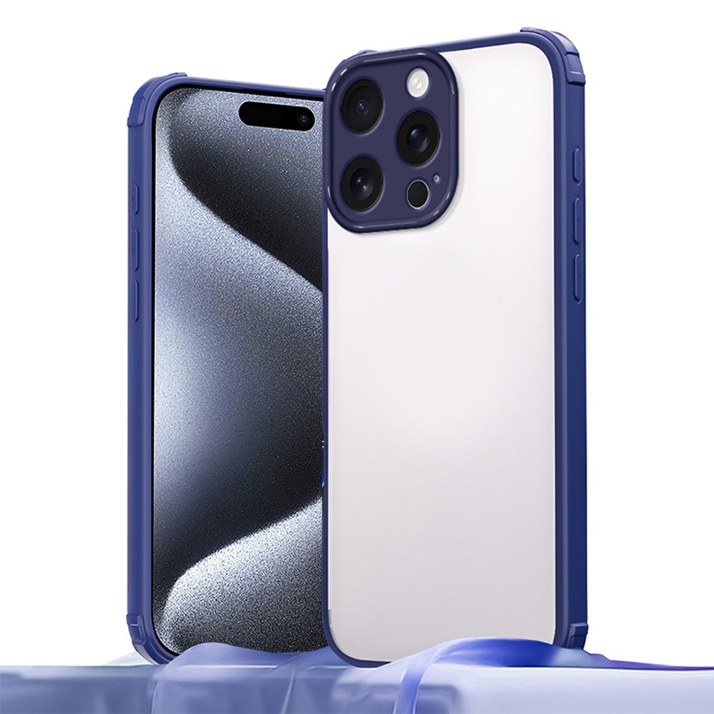 For iPhone 15 Pro Case Reinforced Corner Shockproof TPU + Acrylic Phone Cover - Blue