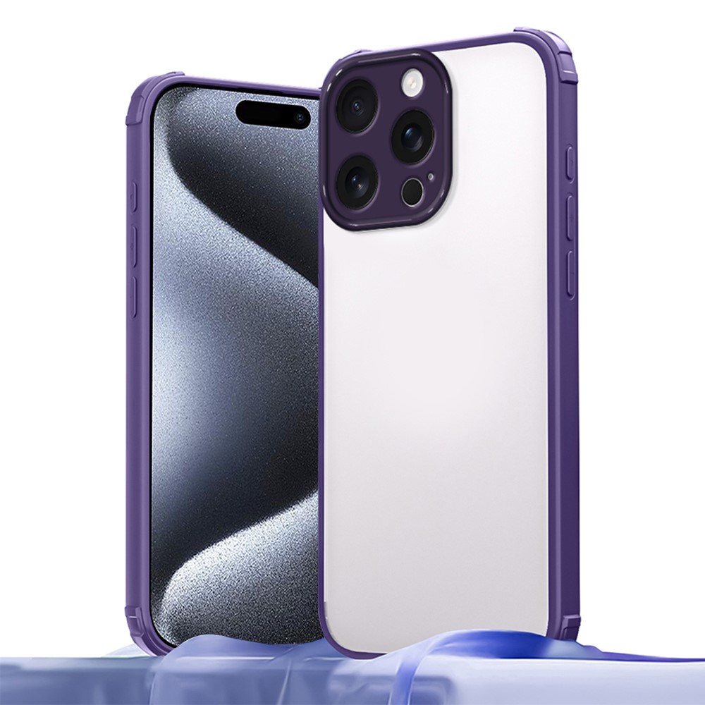 For iPhone 15 Pro Case Reinforced Corner Shockproof TPU + Acrylic Phone Cover - Purple