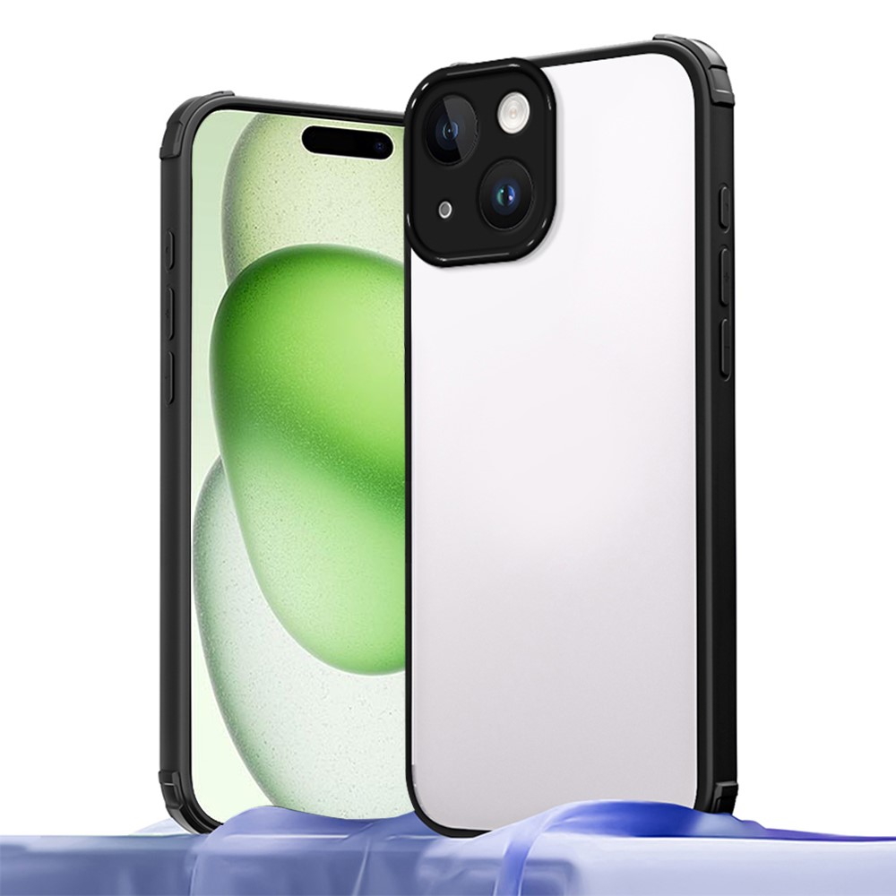 For iPhone 15 Case Reinforced Corner Shockproof TPU + Acrylic Phone Cover - Black