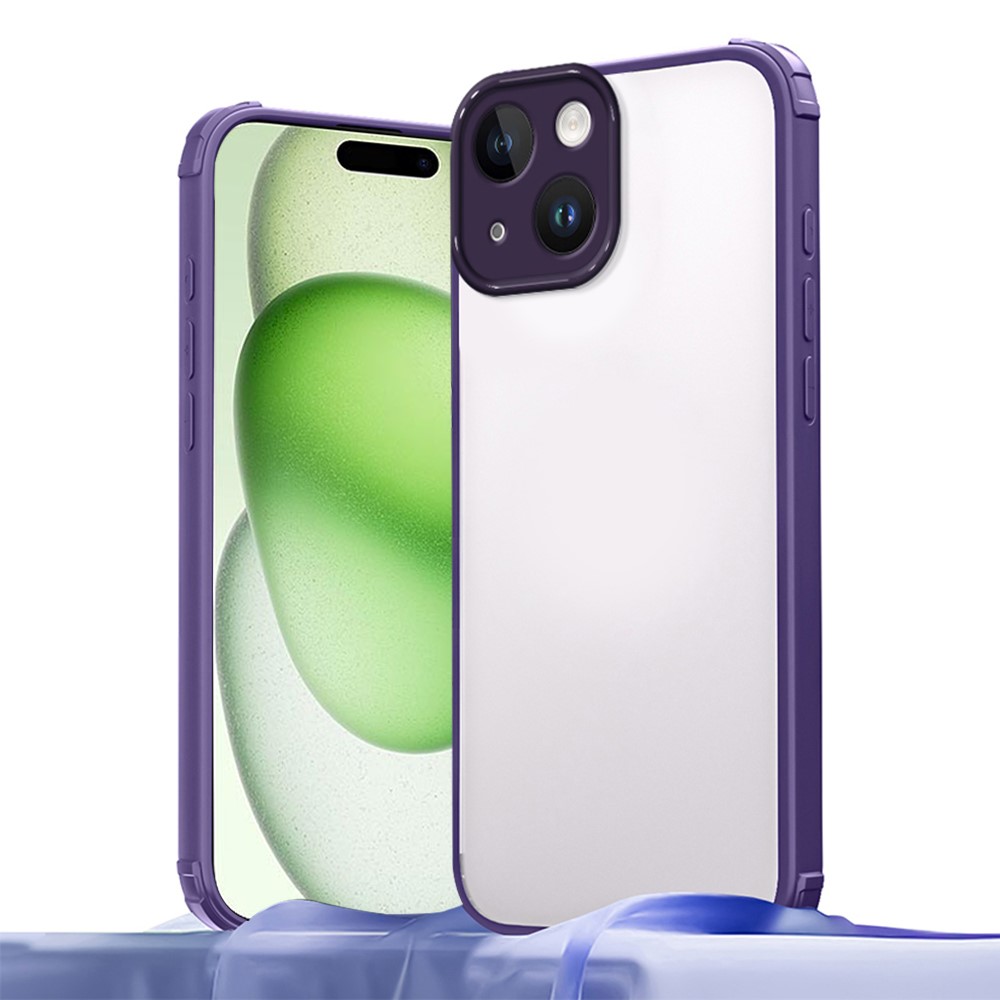 For iPhone 15 Case Reinforced Corner Shockproof TPU + Acrylic Phone Cover - Purple