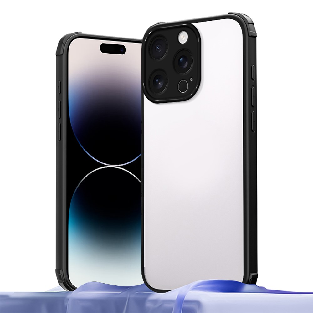 For iPhone 14 Pro Max Case Reinforced Corner Shockproof TPU + Acrylic Phone Cover - Black