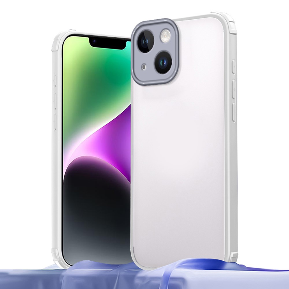 For iPhone 14 Case Reinforced Corner Shockproof TPU + Acrylic Phone Cover - White