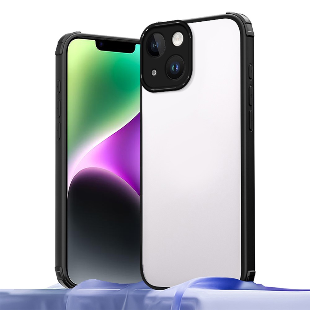 For iPhone 14 Case Reinforced Corner Shockproof TPU + Acrylic Phone Cover - Black