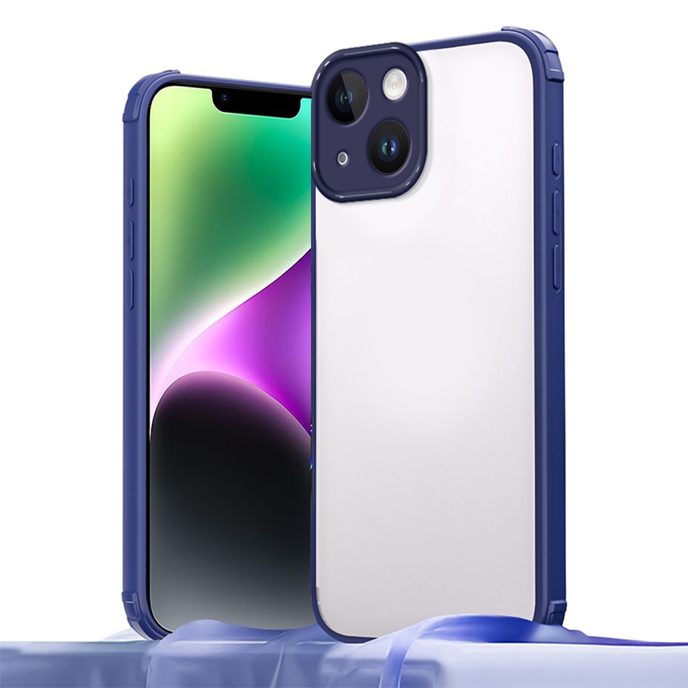 For iPhone 14 Case Reinforced Corner Shockproof TPU + Acrylic Phone Cover - Blue