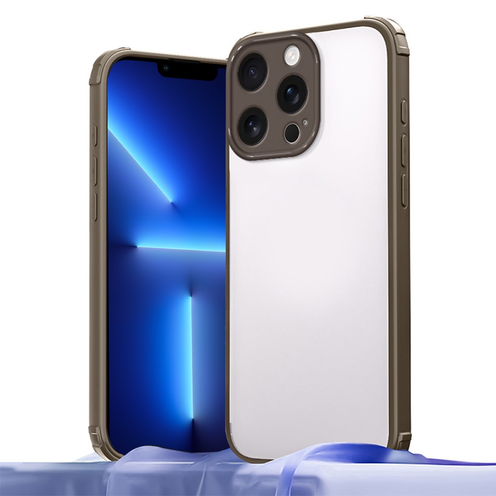 For iPhone 13 Pro Max Case Reinforced Corner Shockproof TPU + Acrylic Phone Cover - Brown