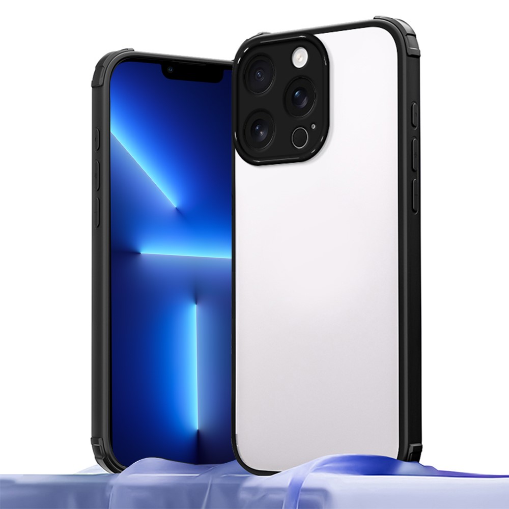 For iPhone 13 Pro Case Reinforced Corner Shockproof TPU + Acrylic Phone Cover - Black