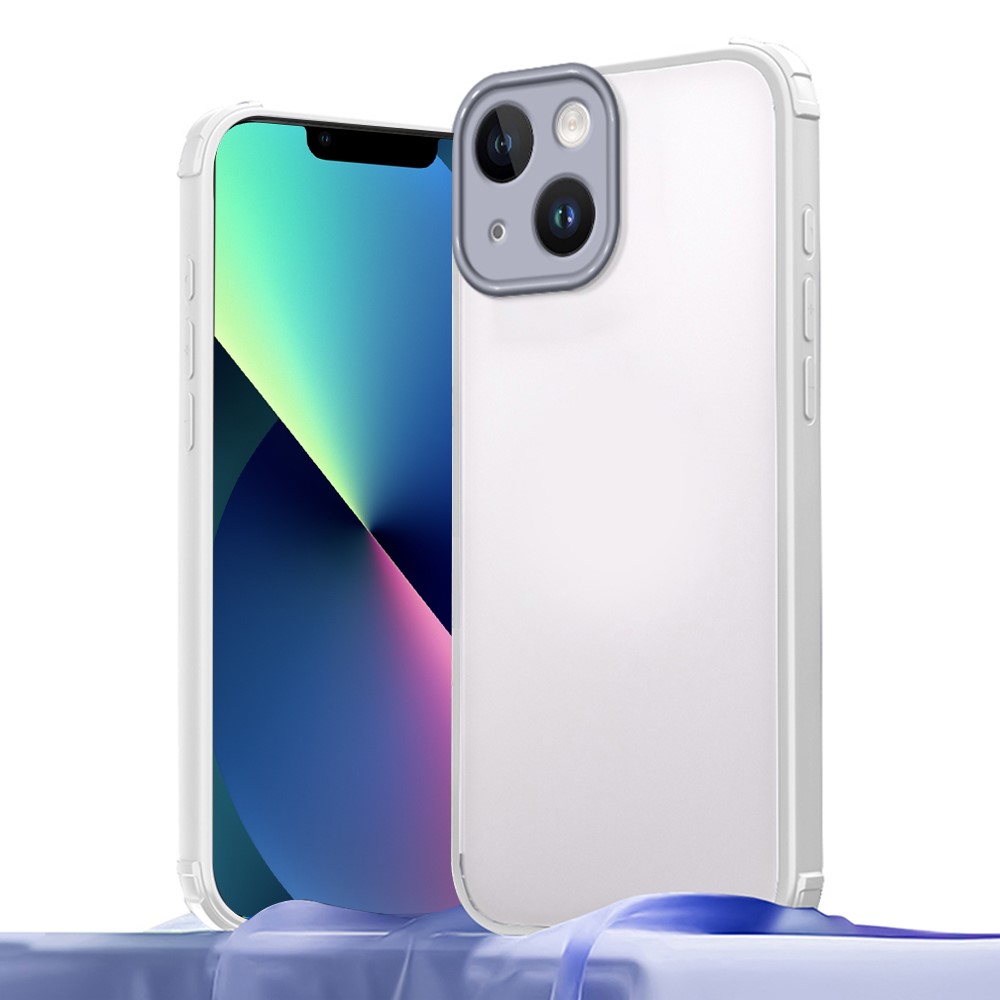 For iPhone 13 Case Reinforced Corner Shockproof TPU + Acrylic Phone Cover - White