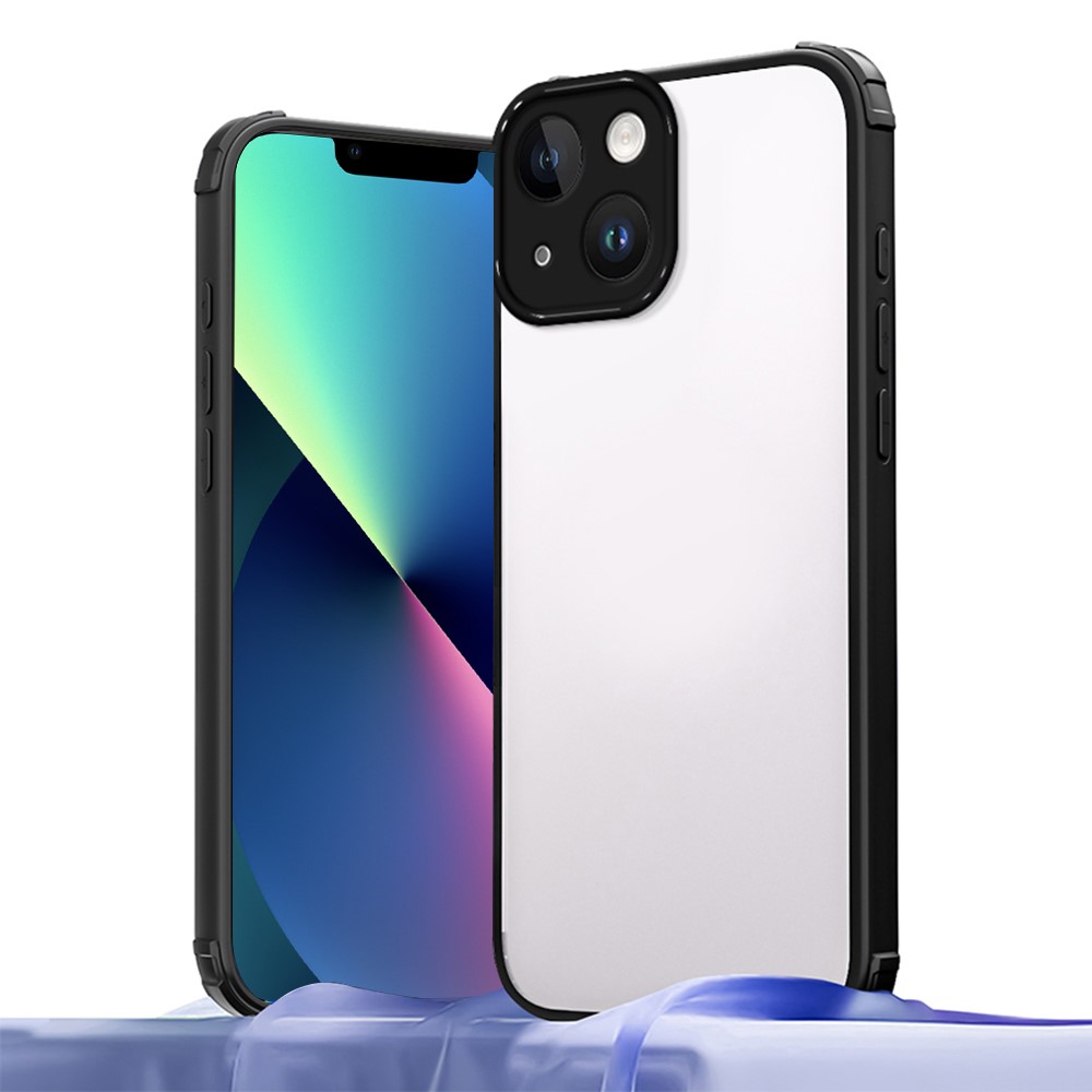For iPhone 13 Case Reinforced Corner Shockproof TPU + Acrylic Phone Cover - Black