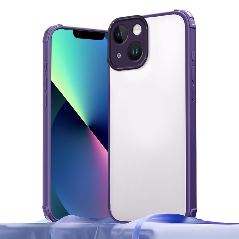 For iPhone 13 Case Reinforced Corner Shockproof TPU + Acrylic Phone Cover - Purple