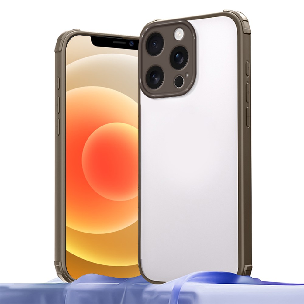 For iPhone 12 Pro Max Case Reinforced Corner Shockproof TPU + Acrylic Phone Cover - Brown