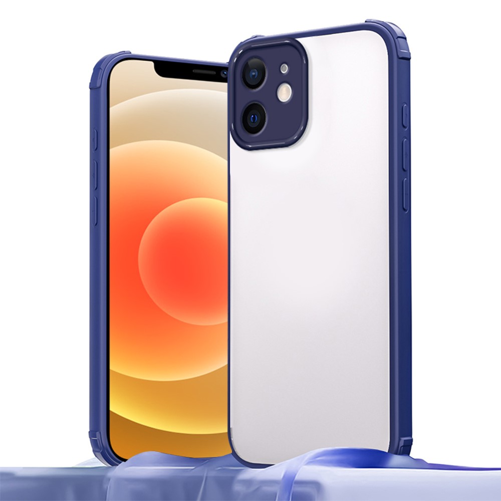 For iPhone 12 Case Reinforced Corner Shockproof TPU + Acrylic Phone Cover - Blue