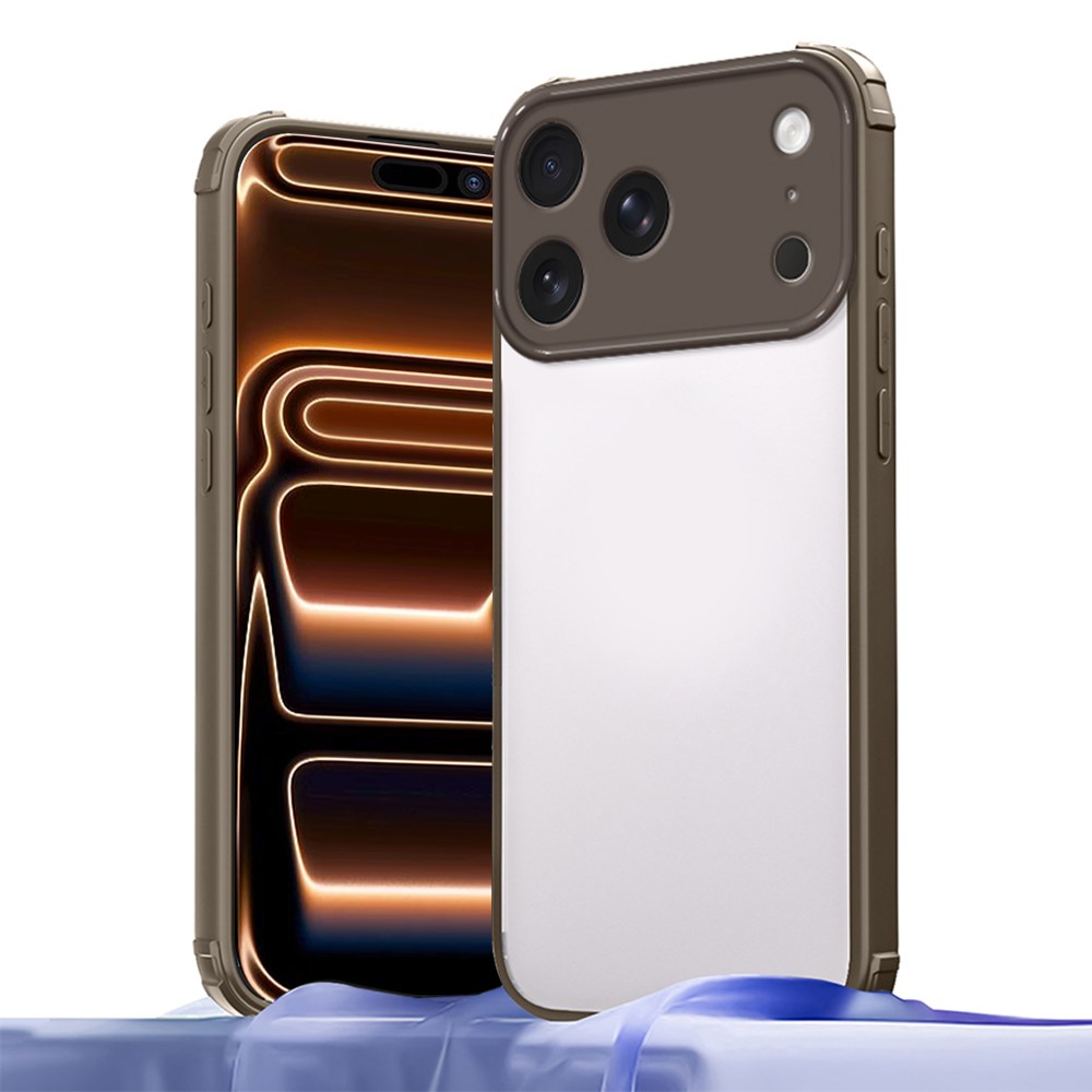 For iPhone 17 Pro Max Case Reinforced Corner Shockproof TPU + Acrylic Phone Cover - Brown