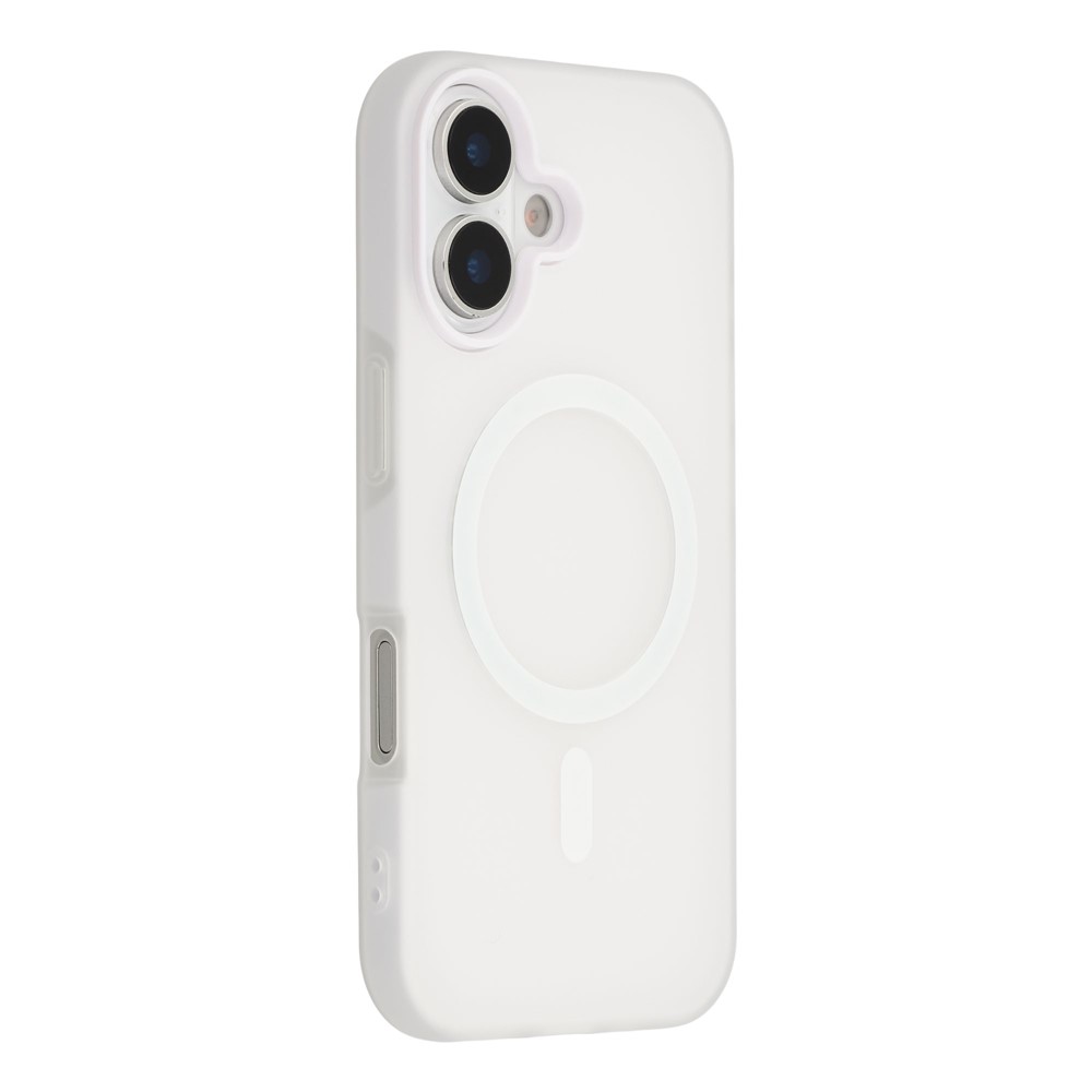For iPhone 17 Case Compatible with MagSafe PC + TPU Frosted Phone Cover - White