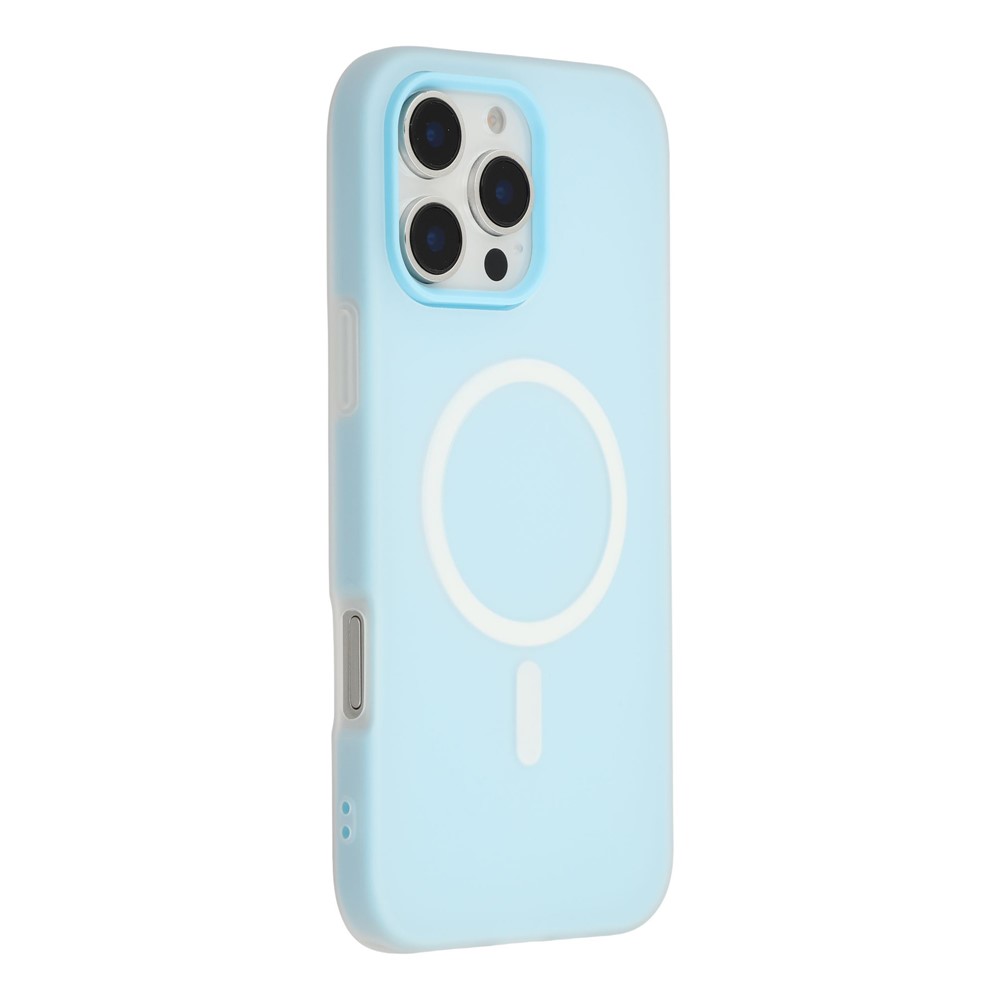 For iPhone 16 Pro Case Compatible with MagSafe PC + TPU Frosted Phone Cover - Blue