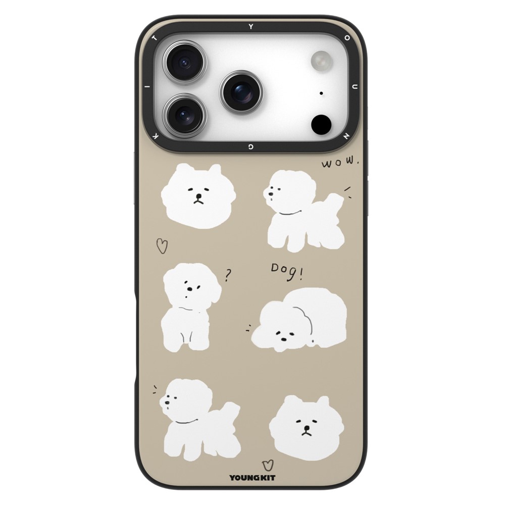 YOUNGKIT Cute Moments Series For iPhone 17 Pro Max Magnetic Case IMD Shockproof TPU Phone Back Cover - Milkshake Puppy