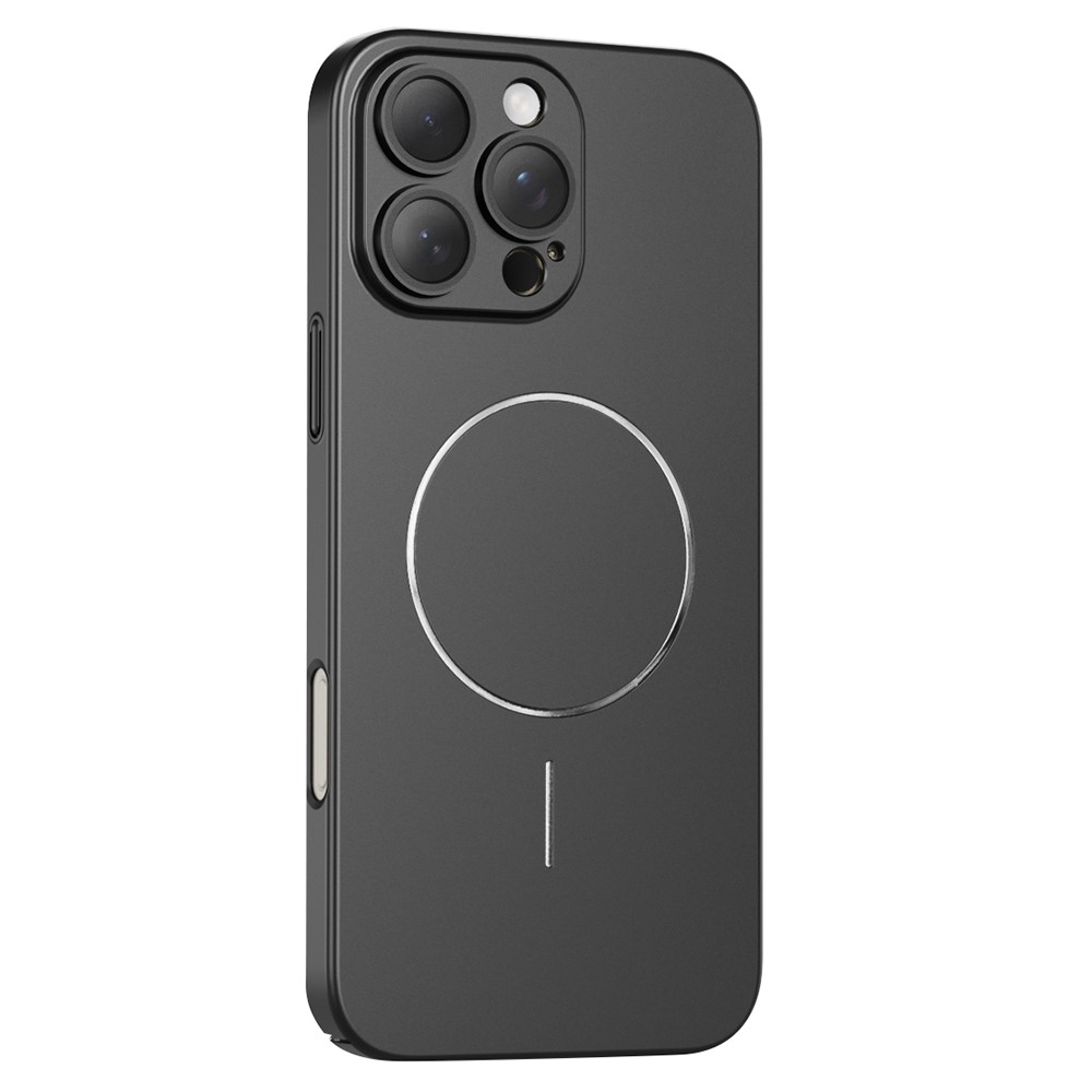 For iPhone 16 Pro Max Case Lens Film Hard PC Matte Phone Cover Compatible with MagSafe - Black