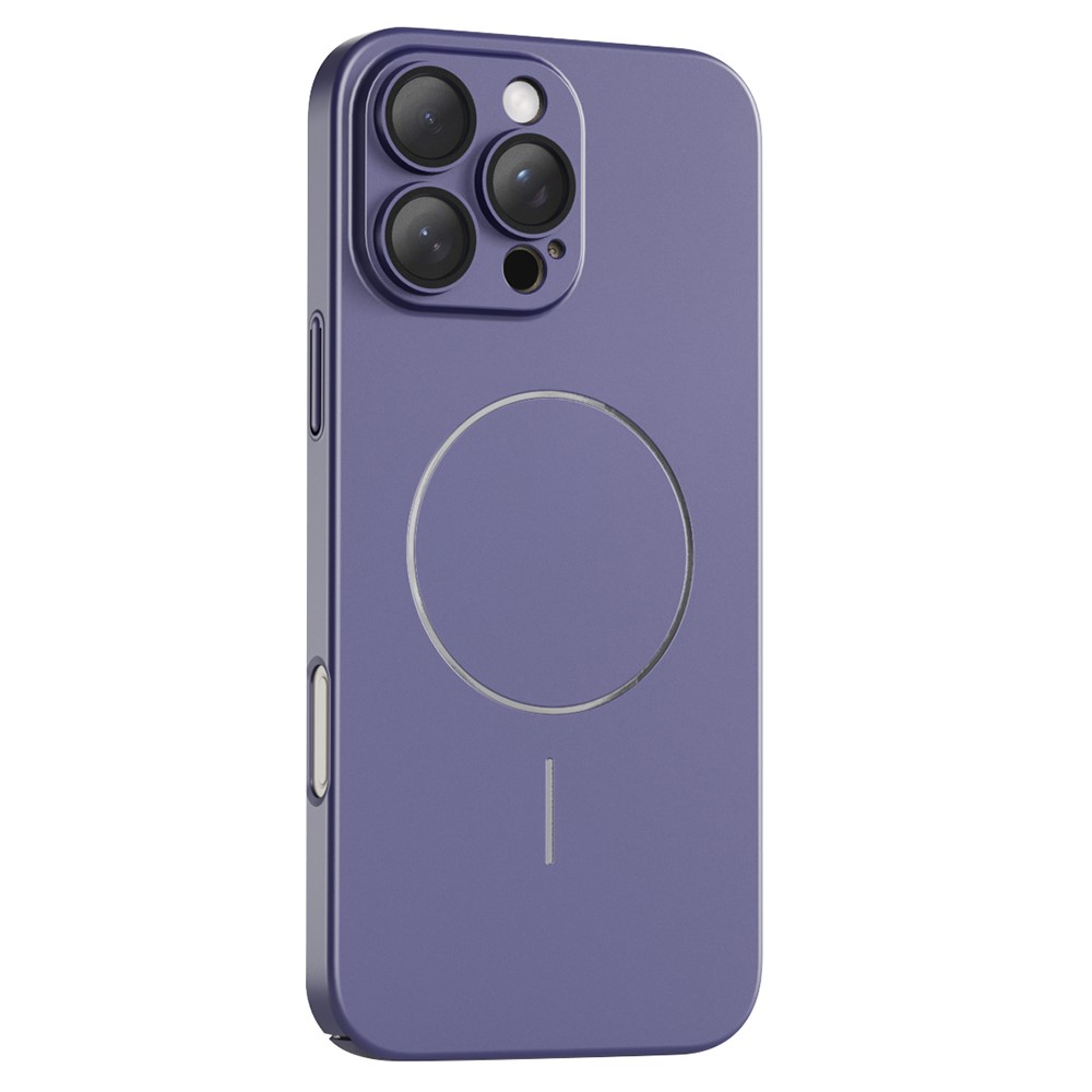 For iPhone 16 Pro Max Case Lens Film Hard PC Matte Phone Cover Compatible with MagSafe - Purple