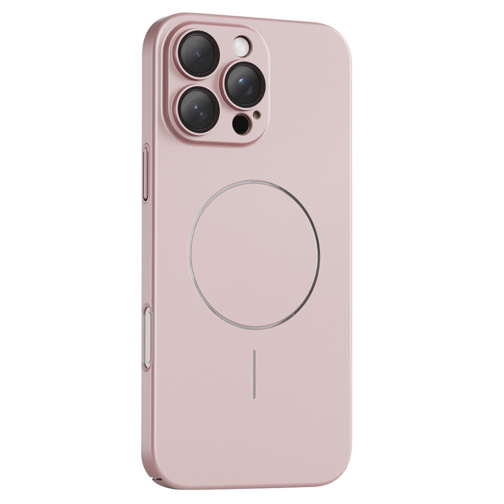 For iPhone 16 Pro Max Case Lens Film Hard PC Matte Phone Cover Compatible with MagSafe - Pink