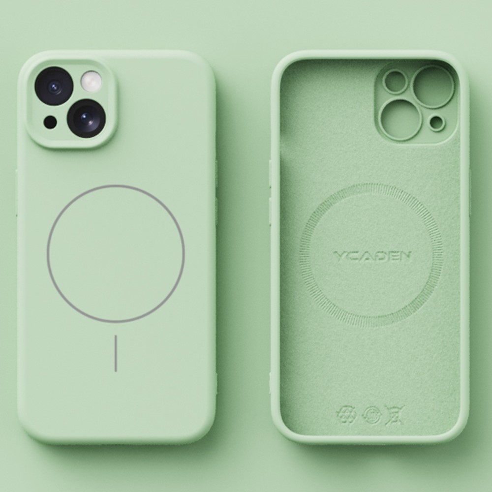 YCADEN For iPhone 15 Case Compatible with MagSafe Precision Cutouts Ultra Thin TPU Phone Cover - Grass Green