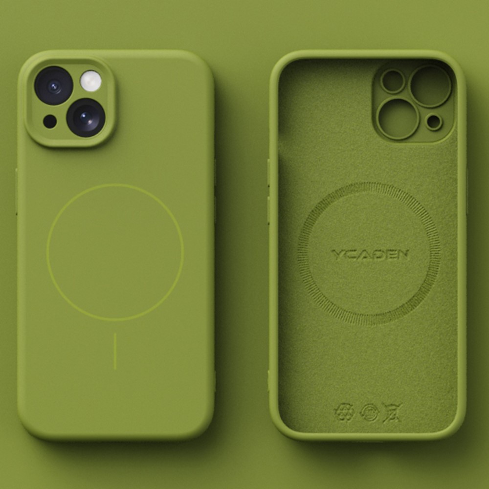 YCADEN For iPhone 15 Case Compatible with MagSafe Precision Cutouts Ultra Thin TPU Phone Cover - Bean Green