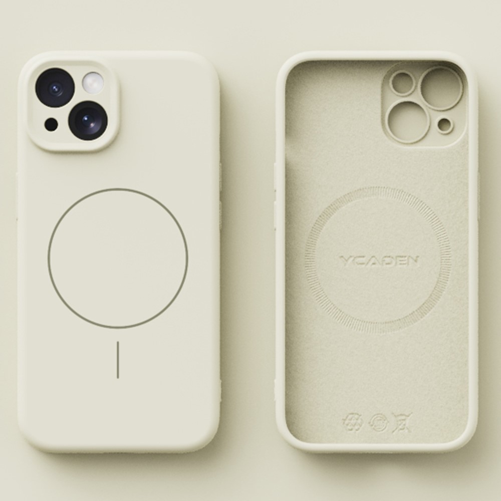 YCADEN For iPhone 15 Case Compatible with MagSafe Precision Cutouts Ultra Thin TPU Phone Cover - Antique White