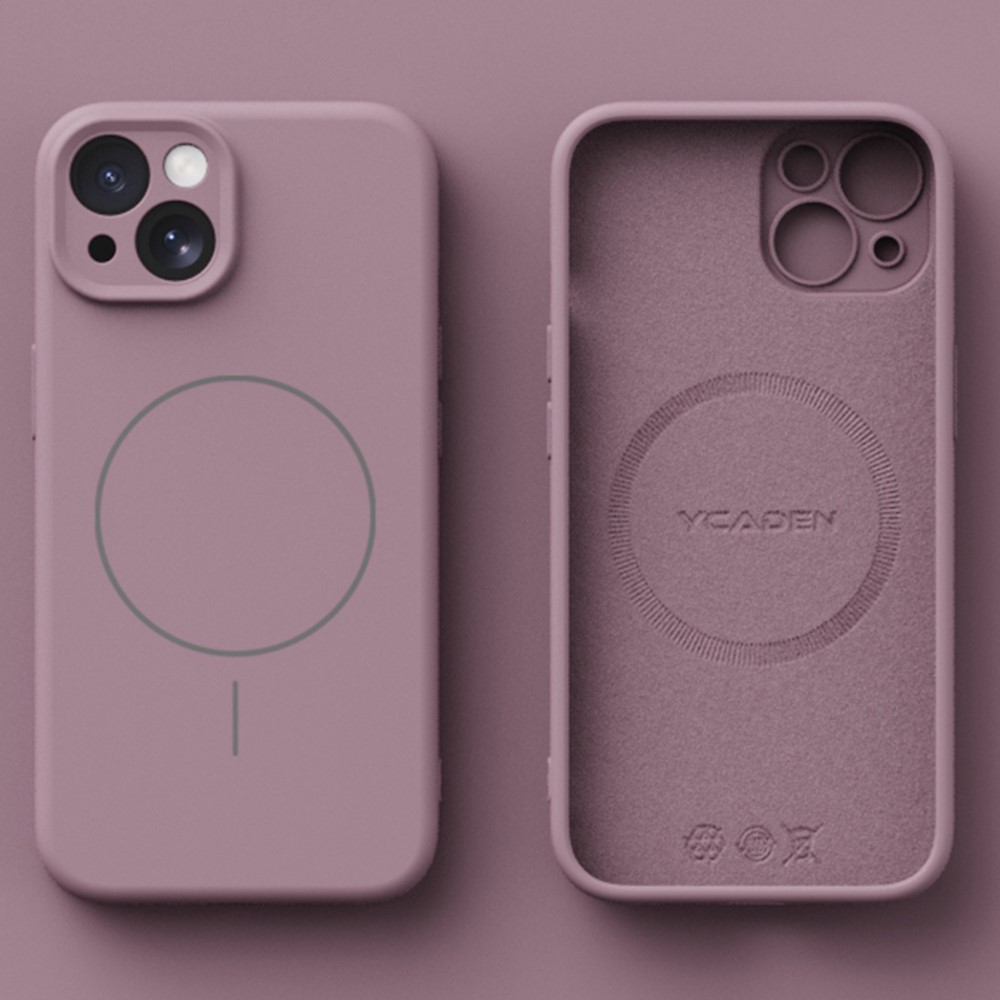 YCADEN For iPhone 15 Case Compatible with MagSafe Precision Cutouts Ultra Thin TPU Phone Cover - Blackcurrant