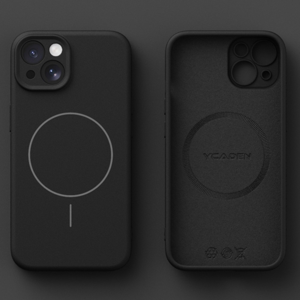 YCADEN For iPhone 15 Case Compatible with MagSafe Precision Cutouts Ultra Thin TPU Phone Cover - Black