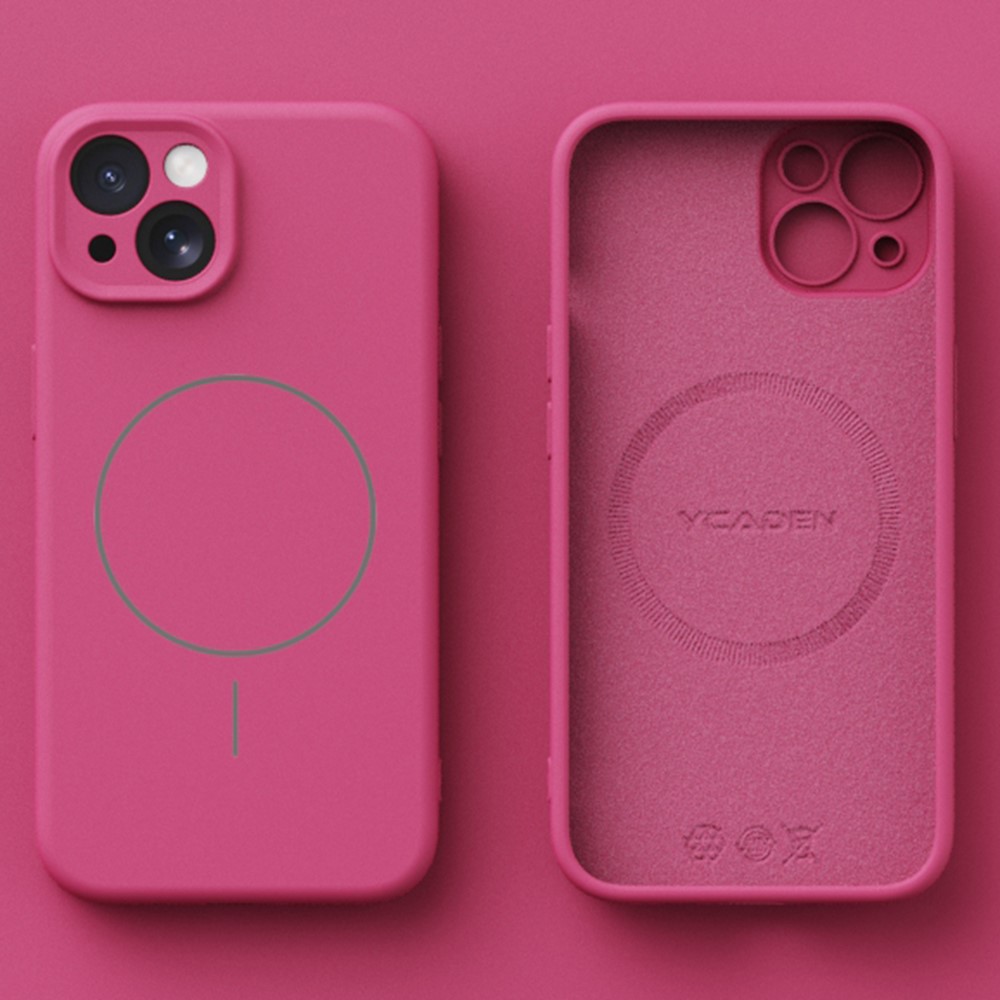 YCADEN For iPhone 15 Case Compatible with MagSafe Precision Cutouts Ultra Thin TPU Phone Cover - Pitaya