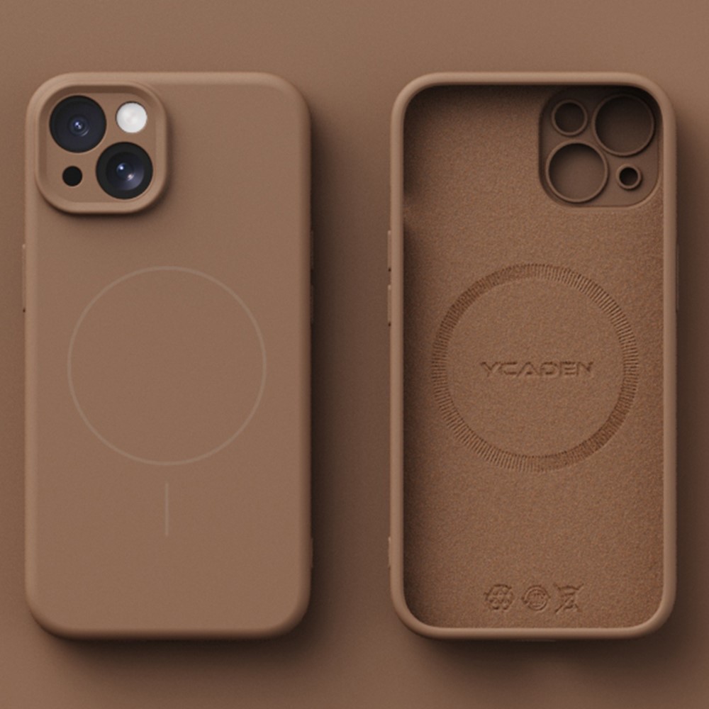 YCADEN For iPhone 15 Case Compatible with MagSafe Precision Cutouts Ultra Thin TPU Phone Cover - Khaki