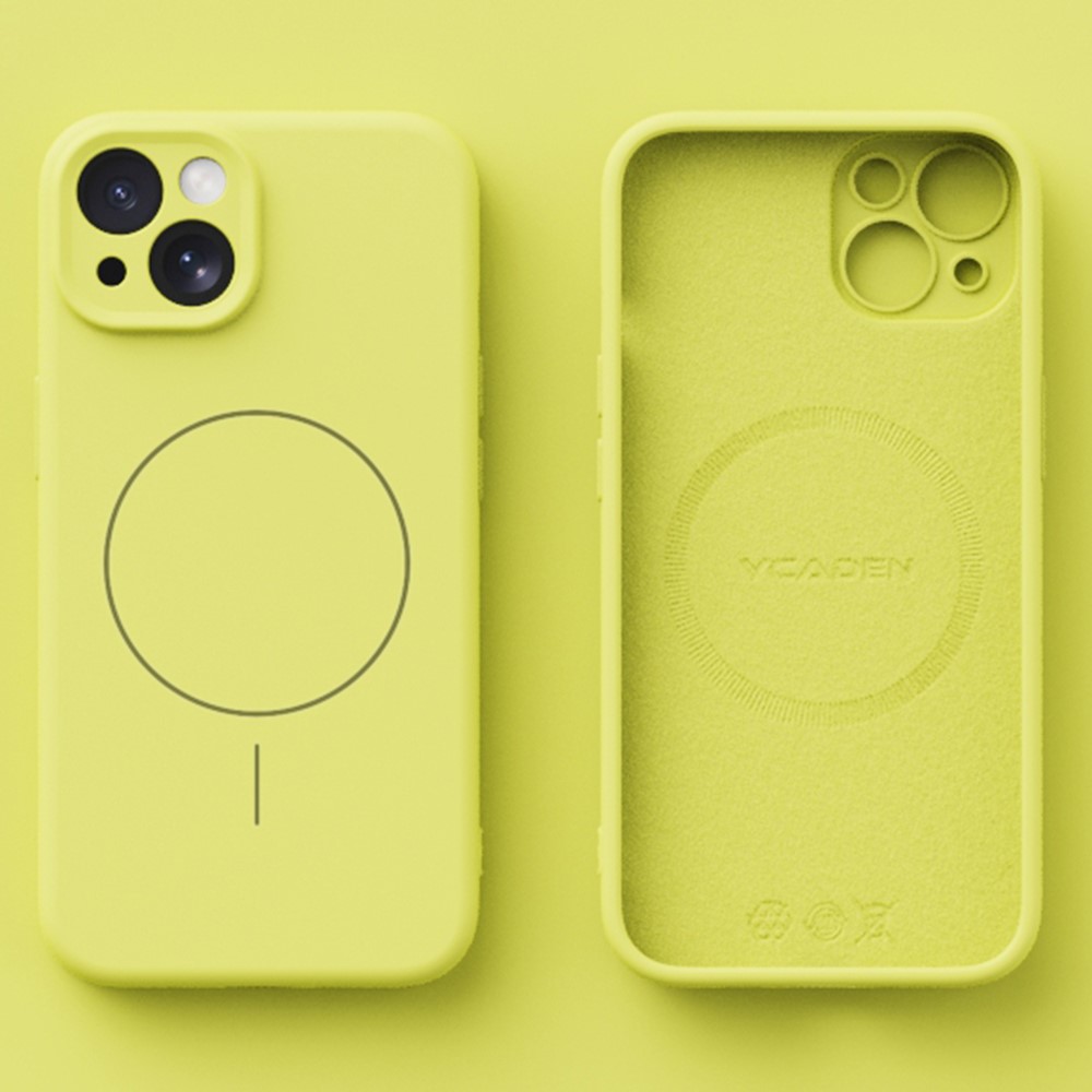 YCADEN For iPhone 15 Case Compatible with MagSafe Precision Cutouts Ultra Thin TPU Phone Cover - Pear Yellow