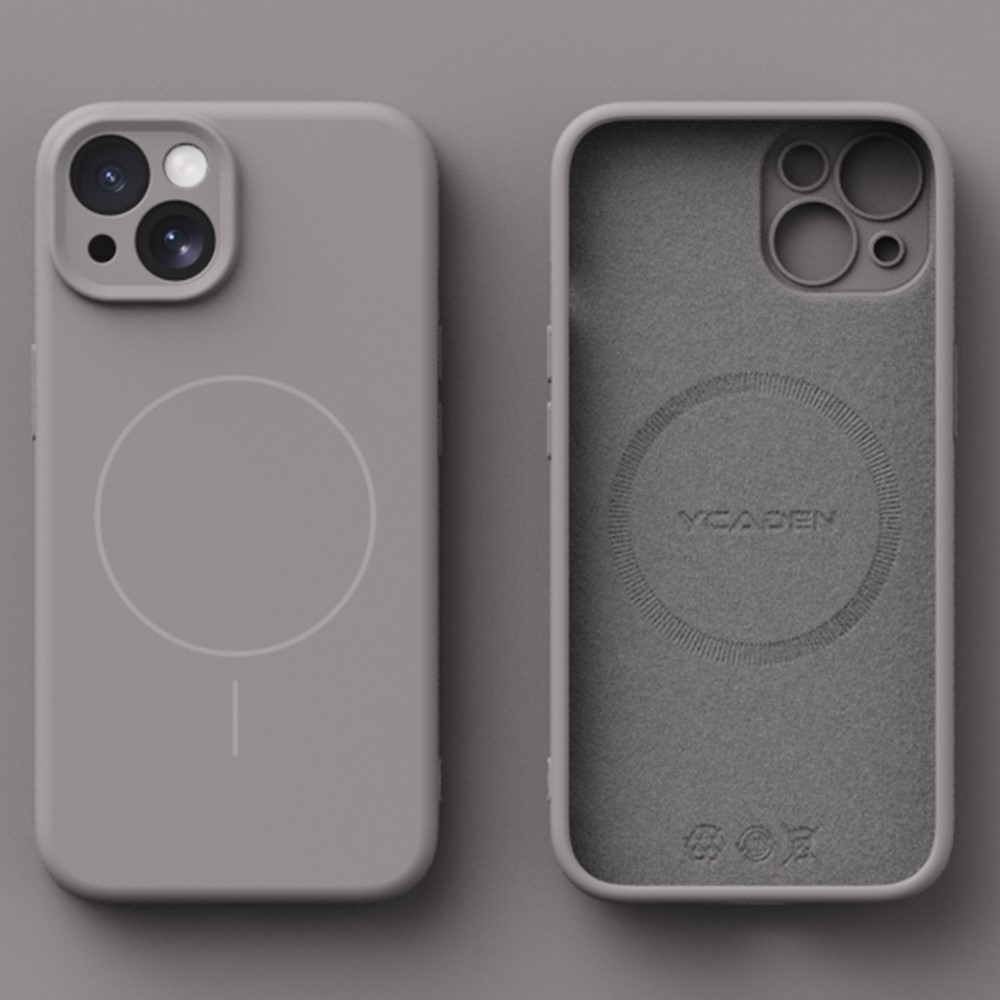 YCADEN For iPhone 15 Case Compatible with MagSafe Precision Cutouts Ultra Thin TPU Phone Cover - Pebble Grey