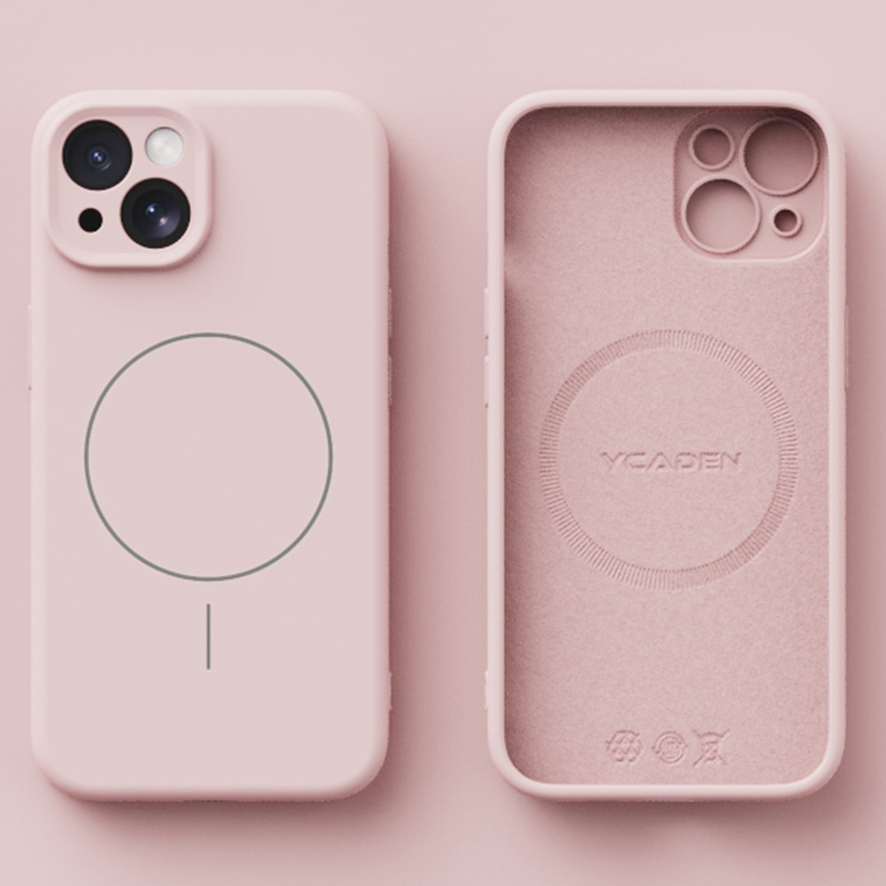 YCADEN For iPhone 15 Case Compatible with MagSafe Precision Cutouts Ultra Thin TPU Phone Cover - Morandi Pink