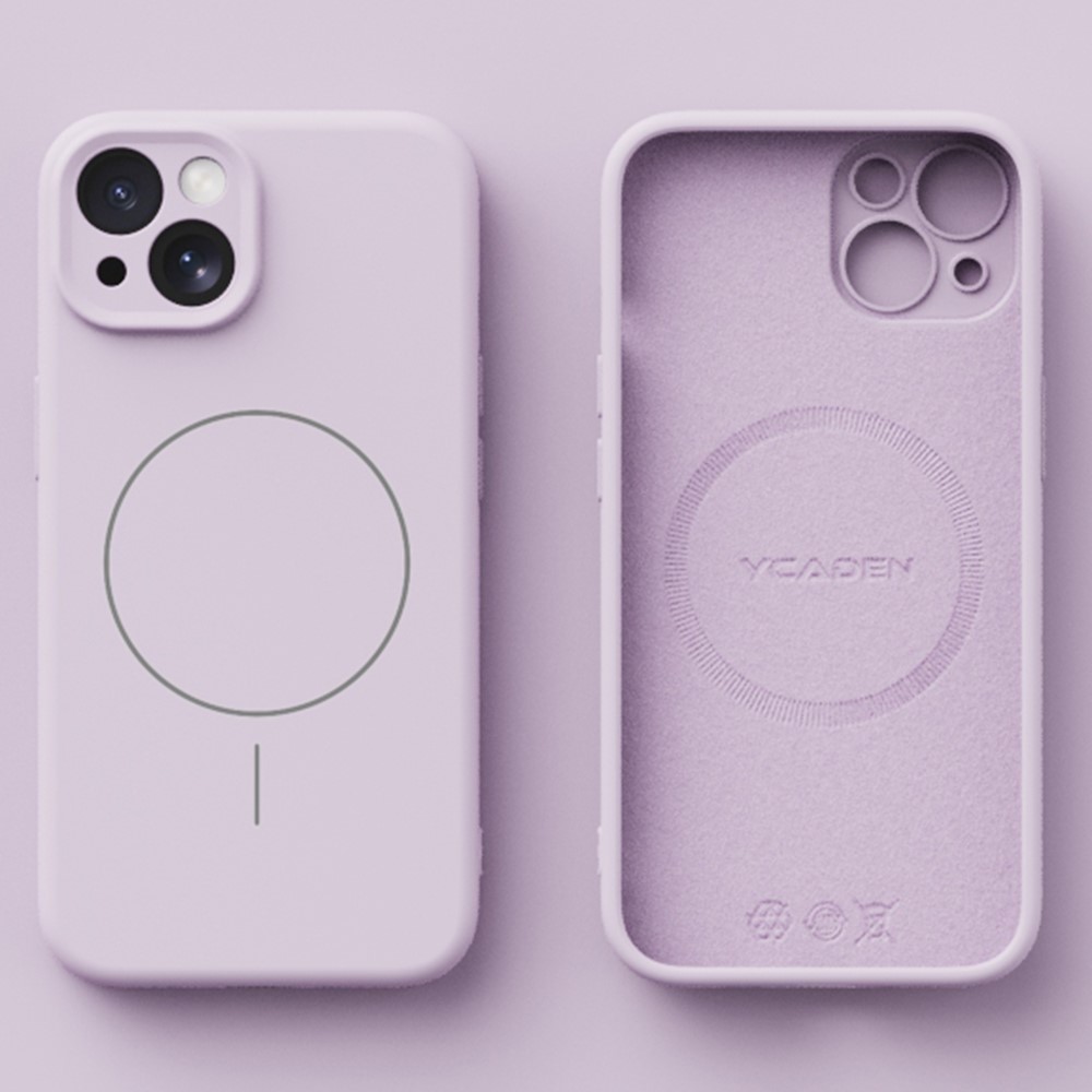 YCADEN For iPhone 15 Case Compatible with MagSafe Precision Cutouts Ultra Thin TPU Phone Cover - Morandi Purple