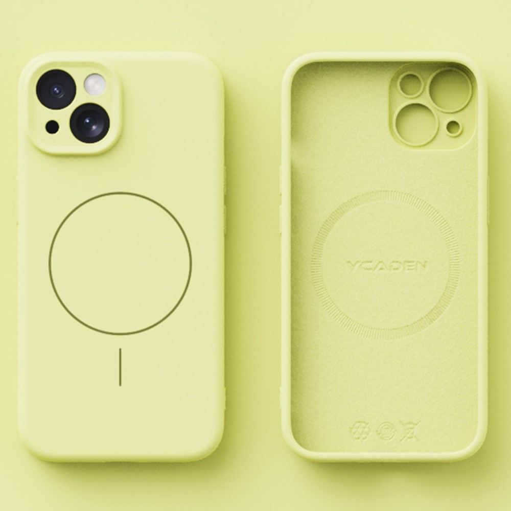 YCADEN For iPhone 15 Case Compatible with MagSafe Precision Cutouts Ultra Thin TPU Phone Cover - Cream Yellow