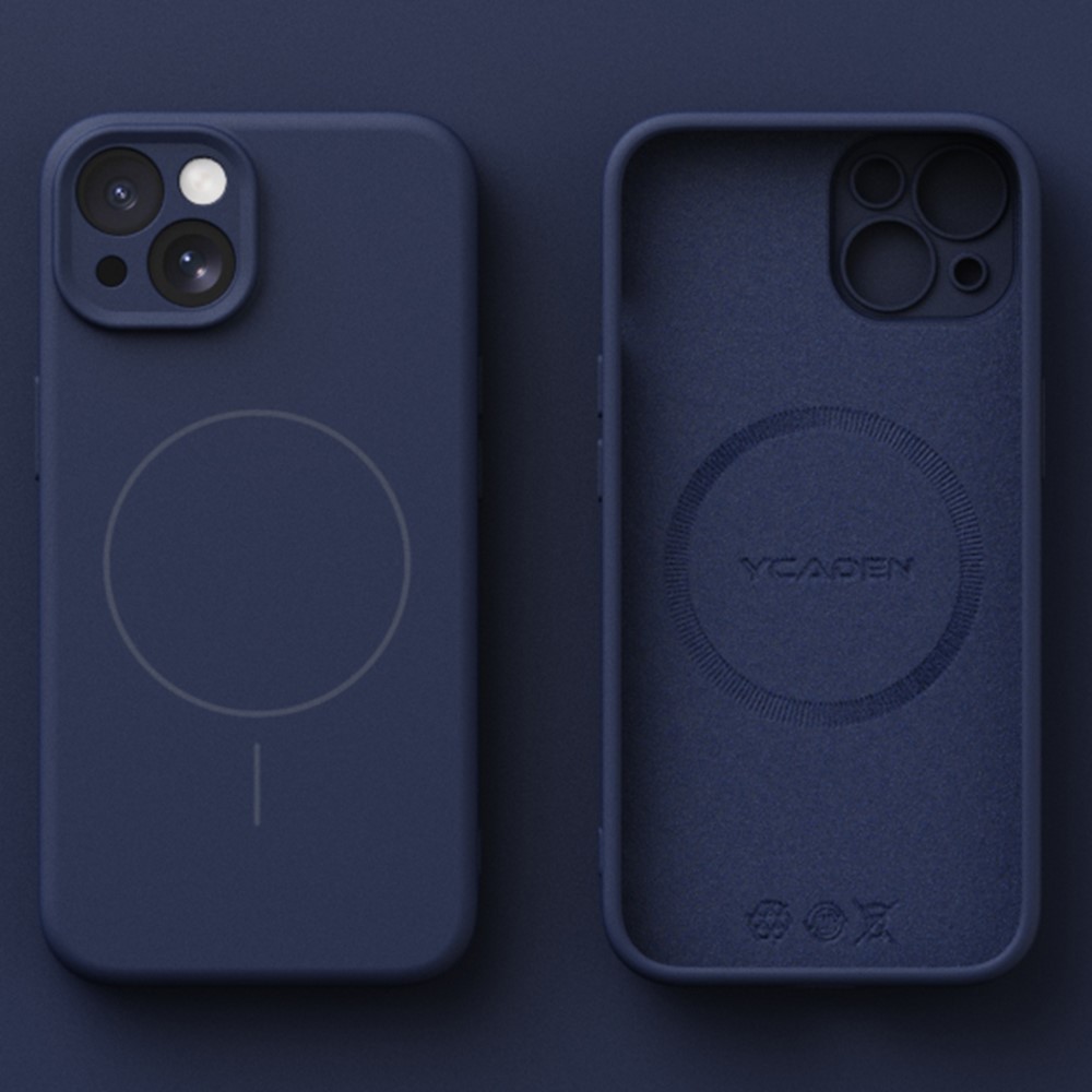 YCADEN For iPhone 15 Case Compatible with MagSafe Precision Cutouts Ultra Thin TPU Phone Cover - Dark Blue