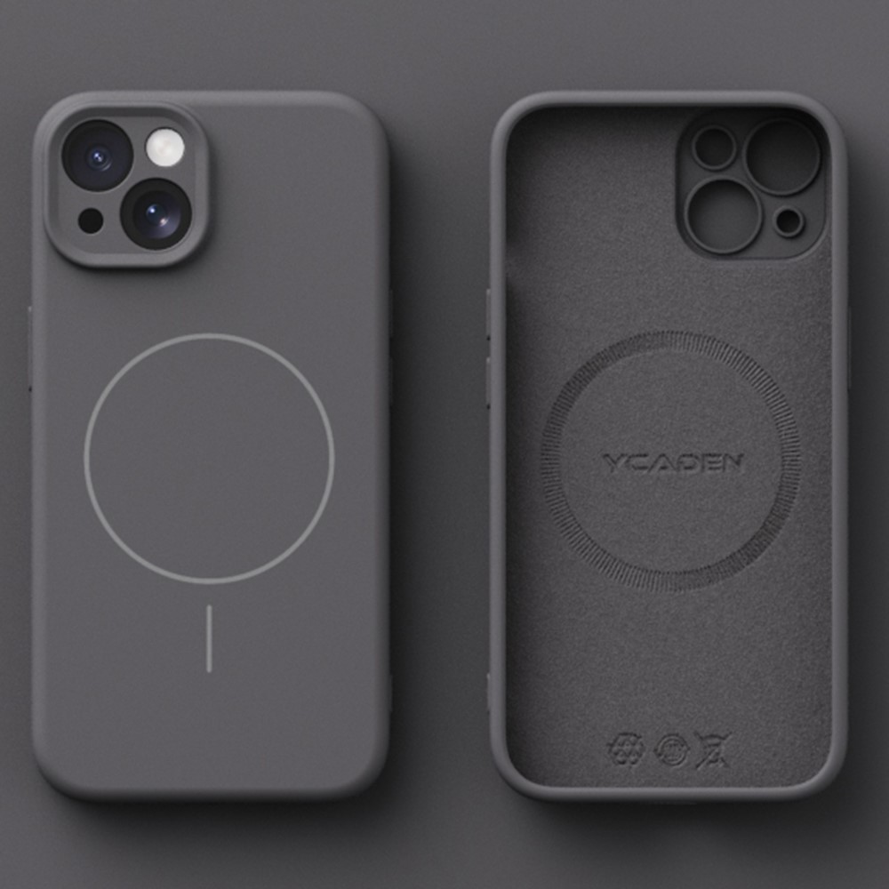 YCADEN For iPhone 15 Case Compatible with MagSafe Precision Cutouts Ultra Thin TPU Phone Cover - Charcoal Grey
